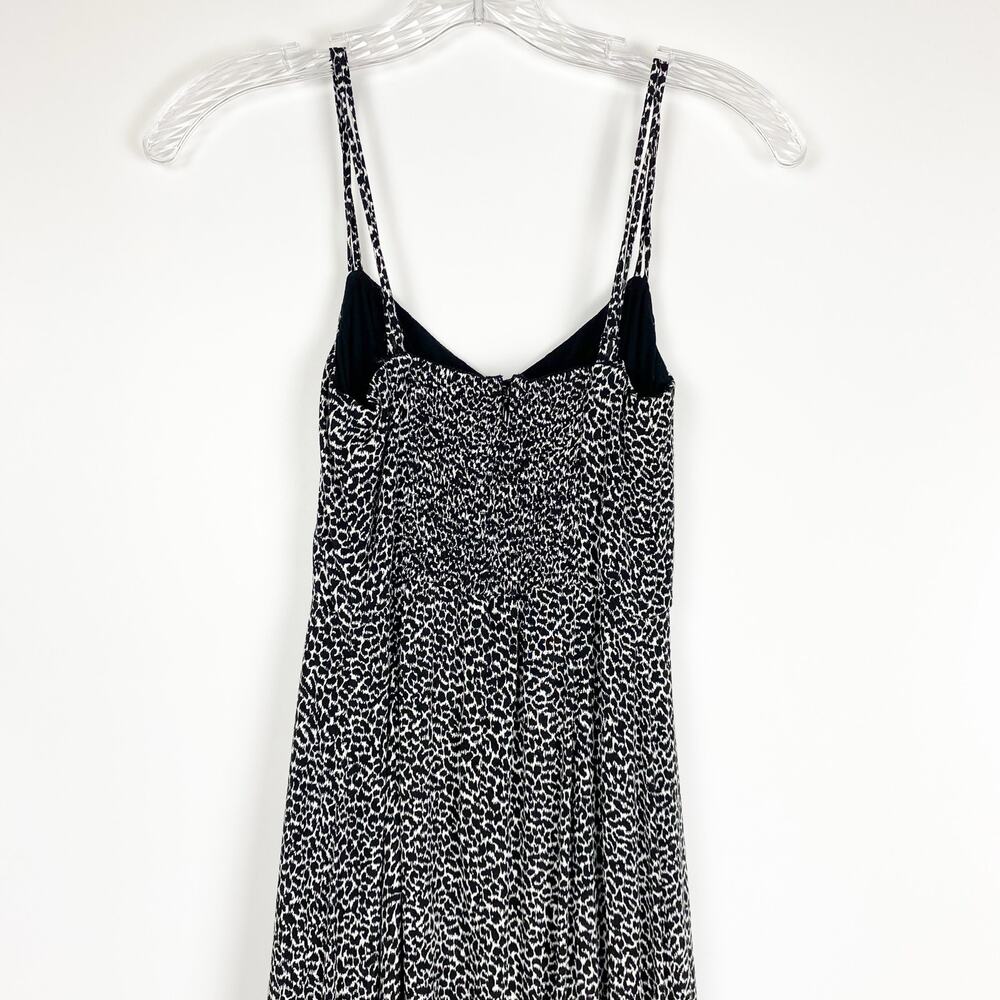 By Anthropologie Animal Print Sundress Ruffle Black and White Womens Size 0 - Picture 10 of 12